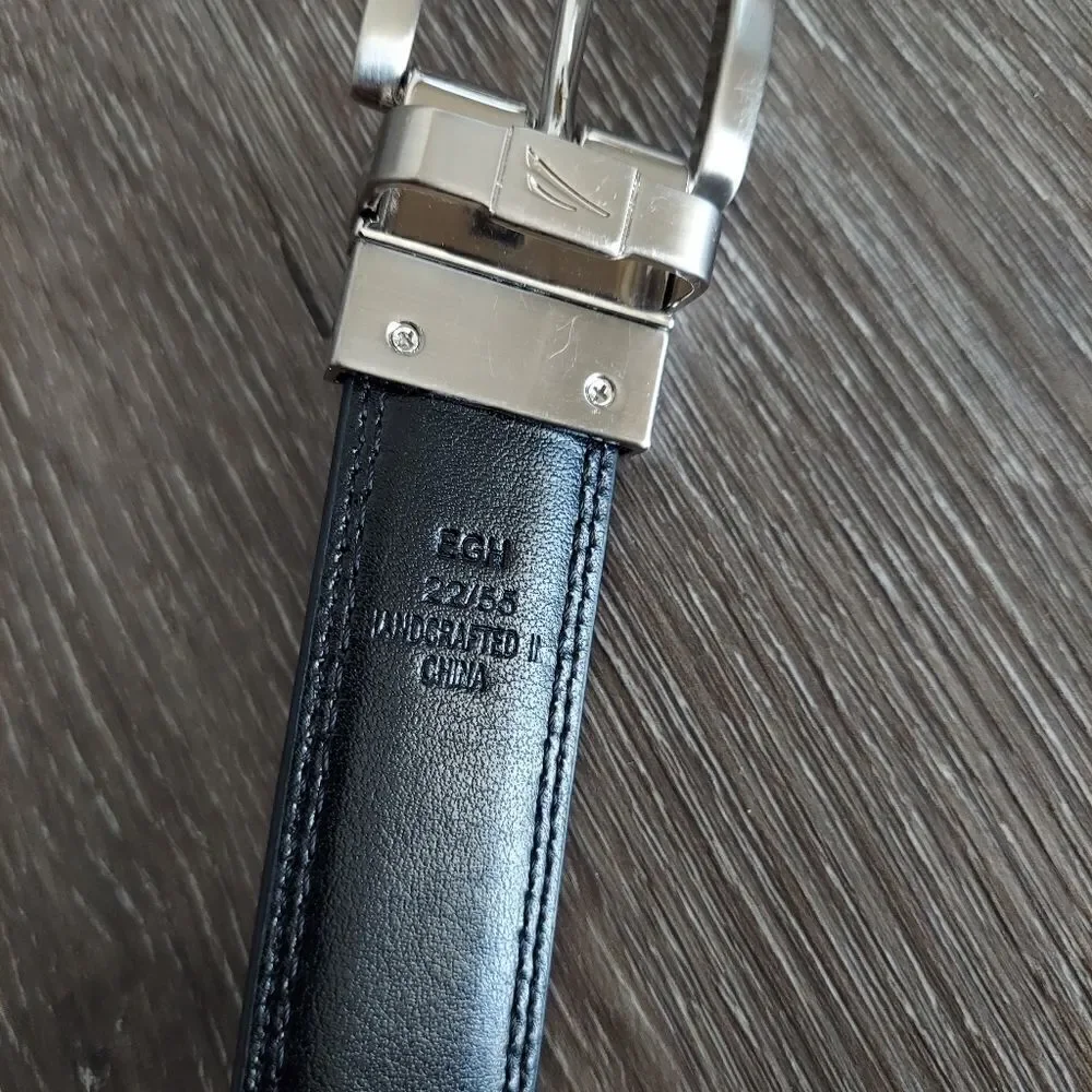 Nautica Kid's Reversible Belt Black Brown Silver Buckle Double Stitch 22